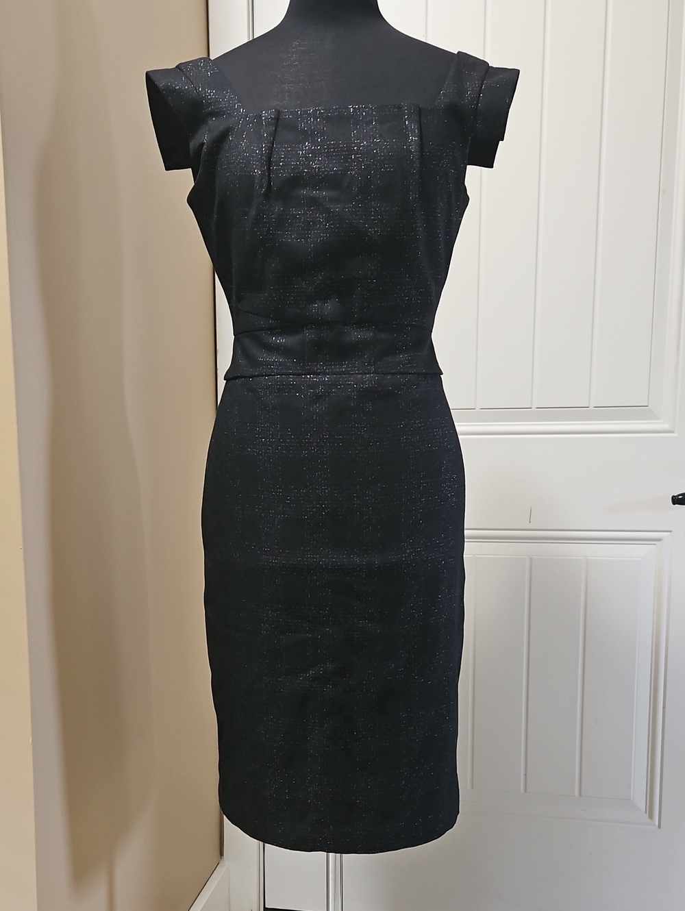 Club Monaco "Meredith" Tweed Wool Sheath Dress 2 In Black/Shimmer
